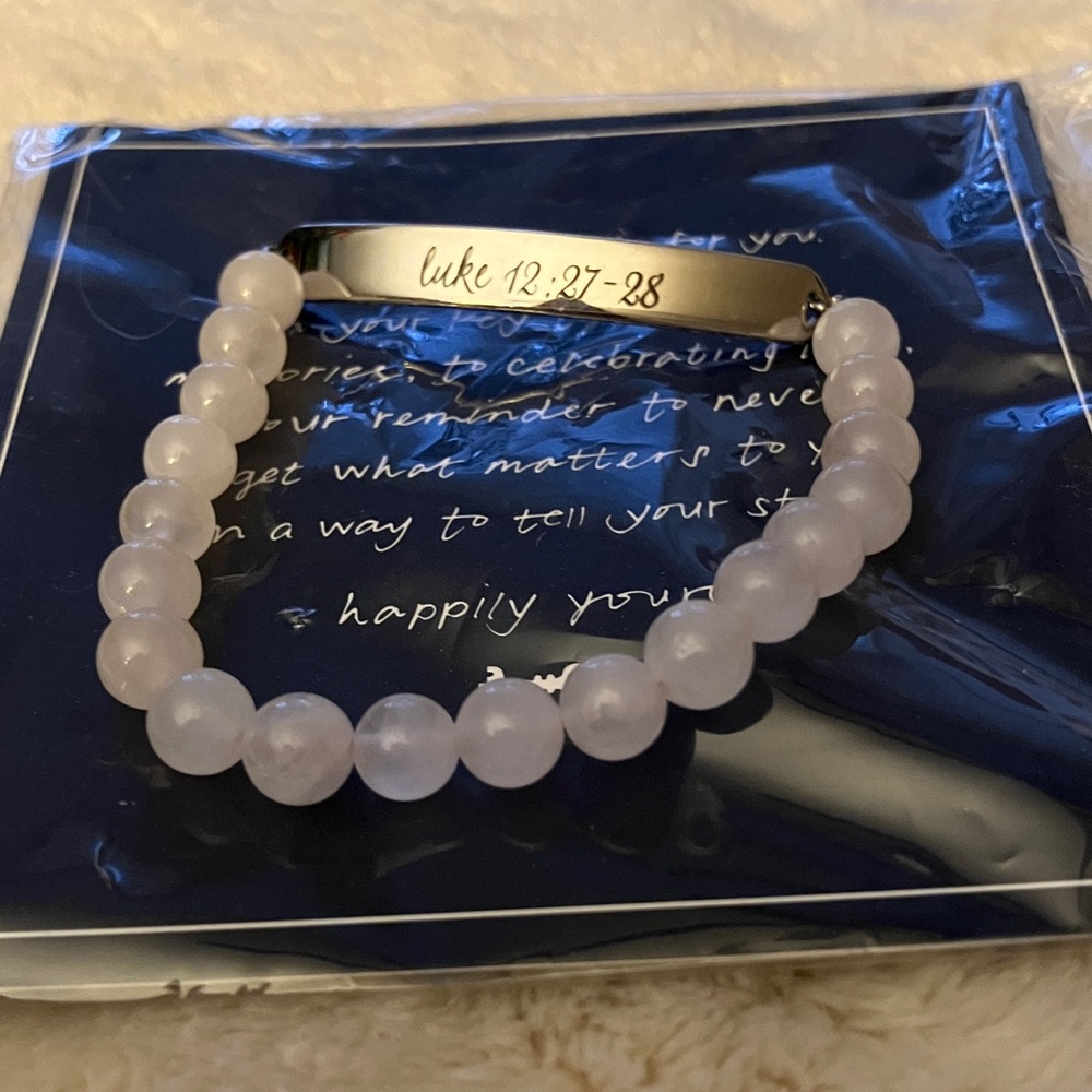 Engraved with scripture bracelet
Luke: 12: 27, 28